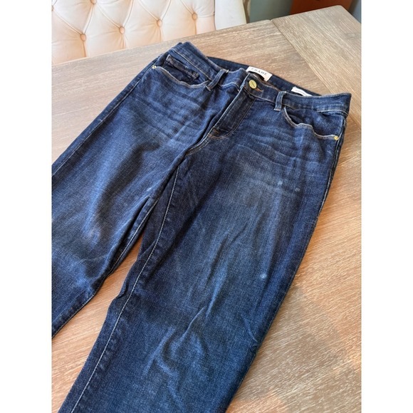 FRAME Le Skinny de Jeanne Jeans Zip Hem Distressed Denim Blue Size 30 - Picture 7 of 8